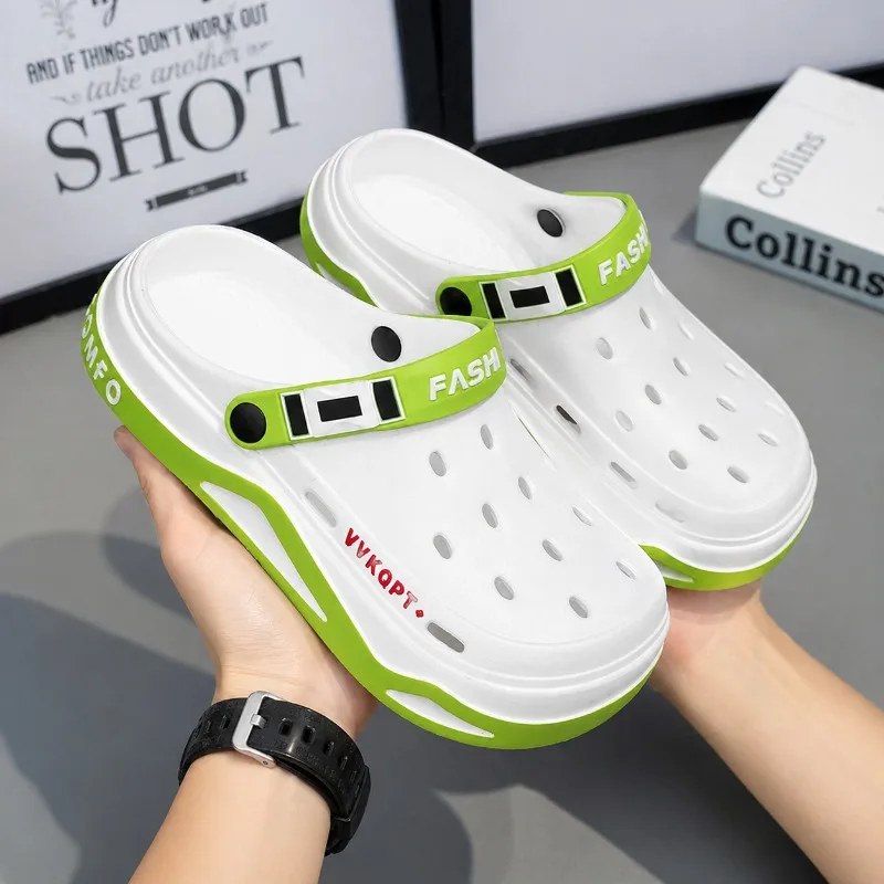 

Summer Men Sandals Light EVA Casual Hole Shoes Clogs for Home Garden Outdoor Beach Big Size Male Flat Slippers