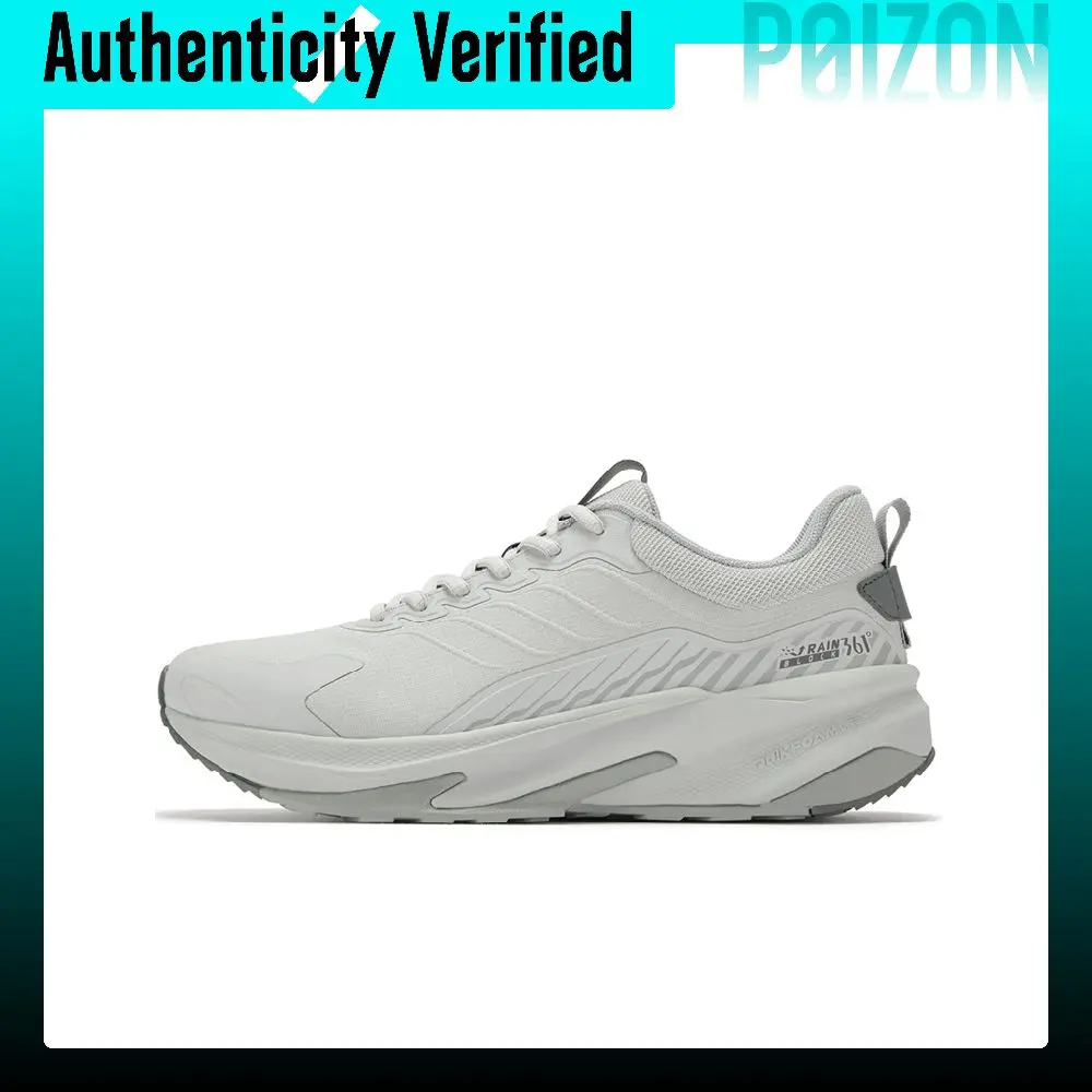361° Yushan Rain Screen Cushioning Abrasion Resistant Low top Casual Running Shoes Men's Recycling Gray 672542209F-4