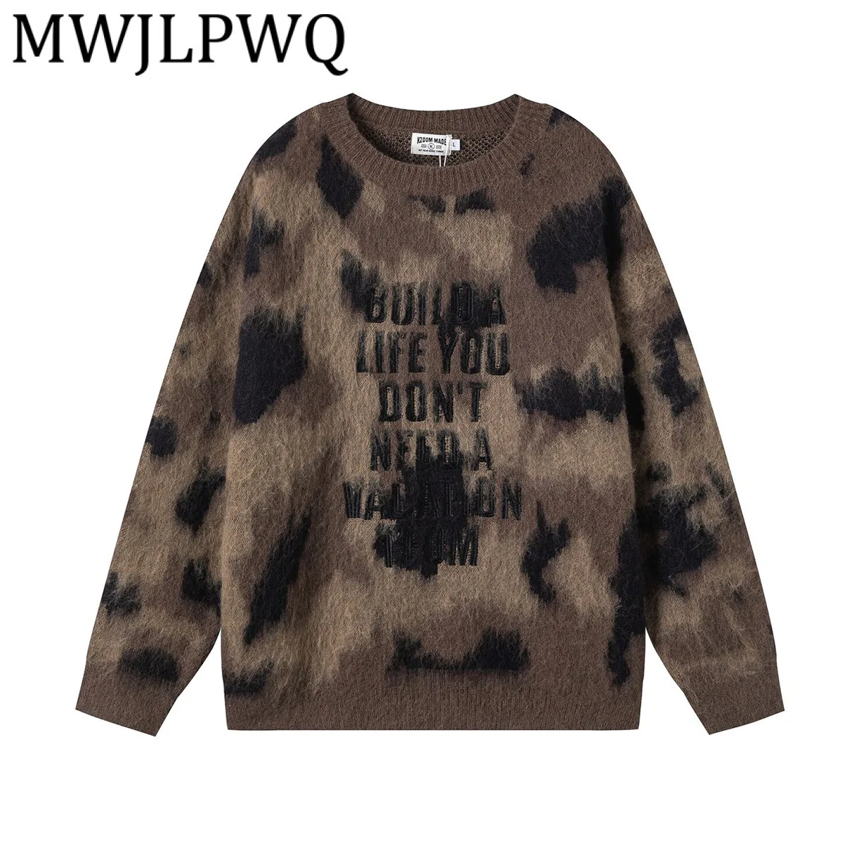 

MWJLPWQ Men's Clothing American Retro Camouflage Fleece Sweater Lazy Style Autumn Winter Warm Base Knitted Tops 2025 New 21722