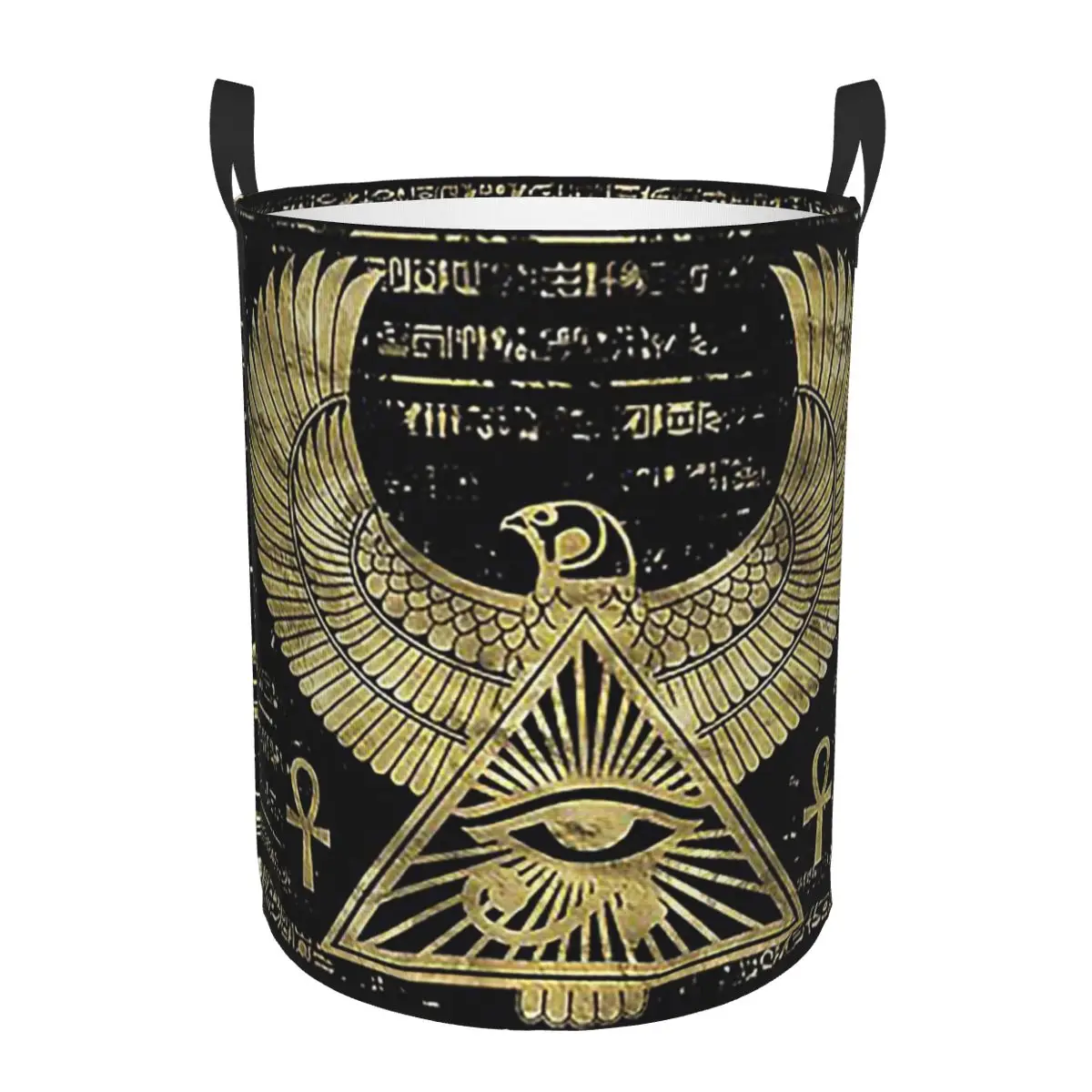 Egyptian Eye Of Horus Wadjet Gold And Black Laundry Baskets Dirty Clothes Toys Sundries Storage Basket Large Bag For Home Kids