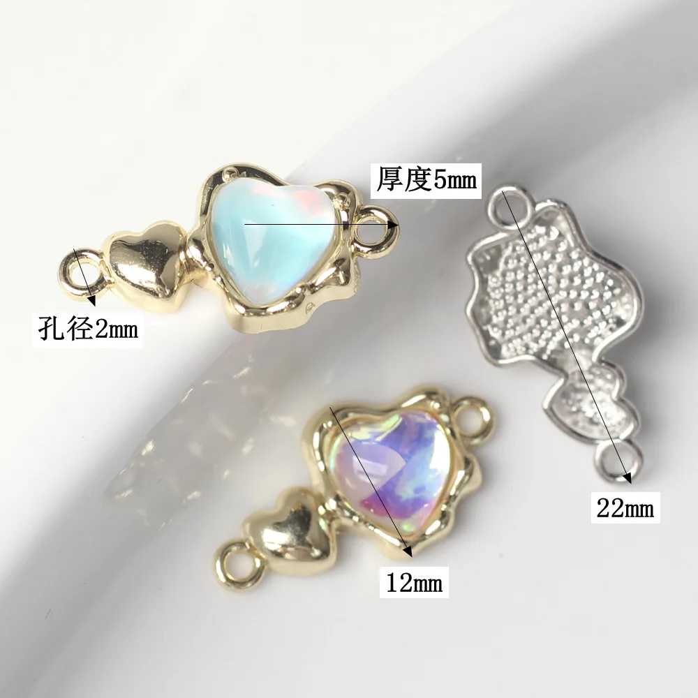 40pcs Handmade Love Heart Jewelry Connectors Golden Silvery Color Necklace Earrings Pendant Charms Diy Jewelry Making Findings