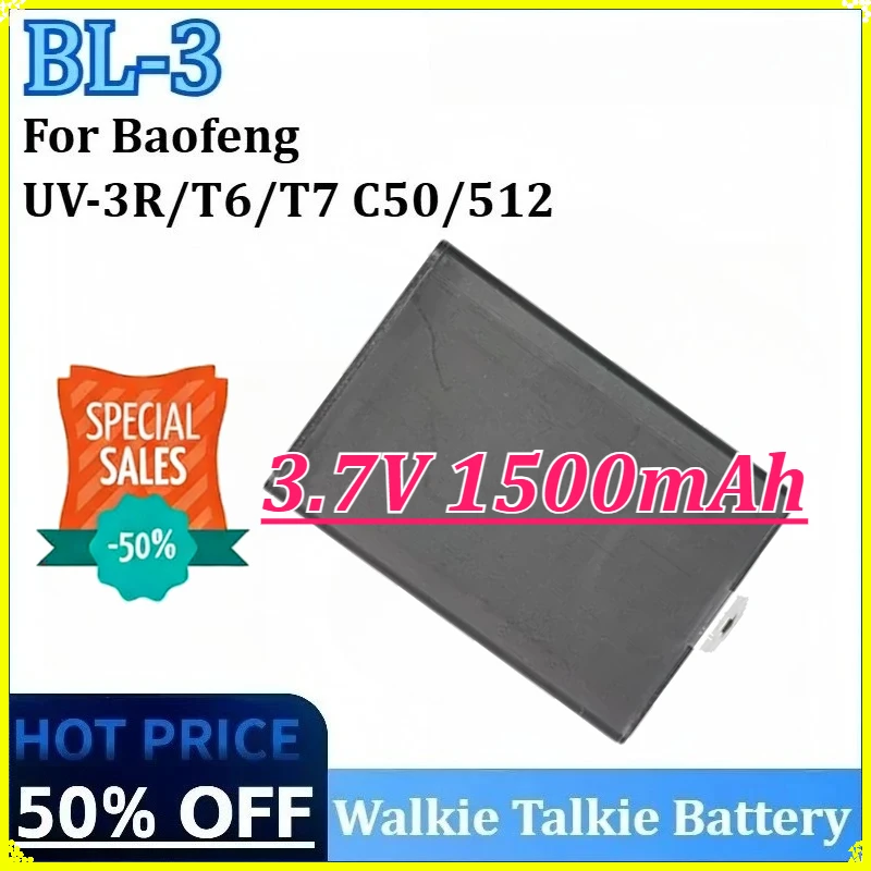 

For T6/T7 C50/512/BF-UV3R Two Way Radio Accessories Radio Battery New BL-3 3.7V 1500mAh for Baofeng UV-3R Walkie Talkie Battery