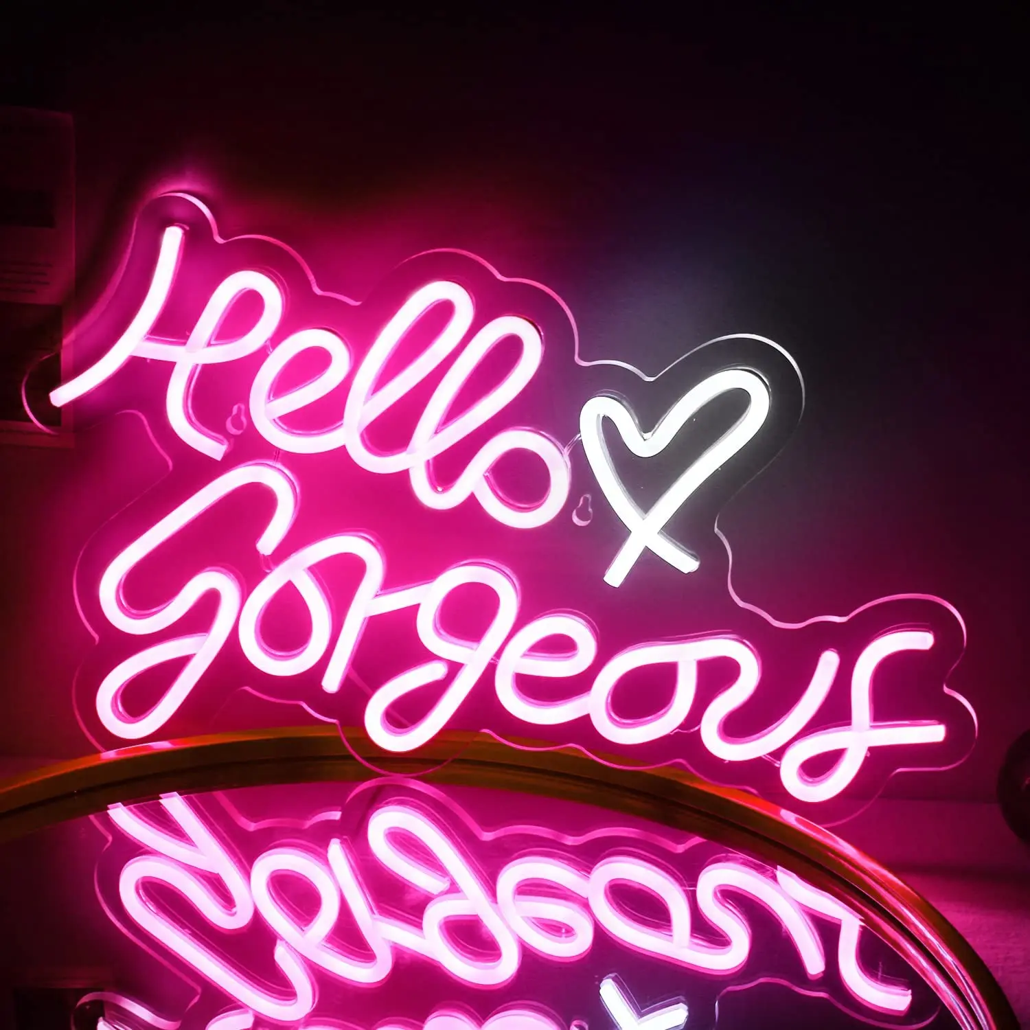 Hello Gorgeous Neon Sign LED Room Wall Decor, USB 62, Acrylique avec interrupteur, Kids Room, Party Bar, Club Decor