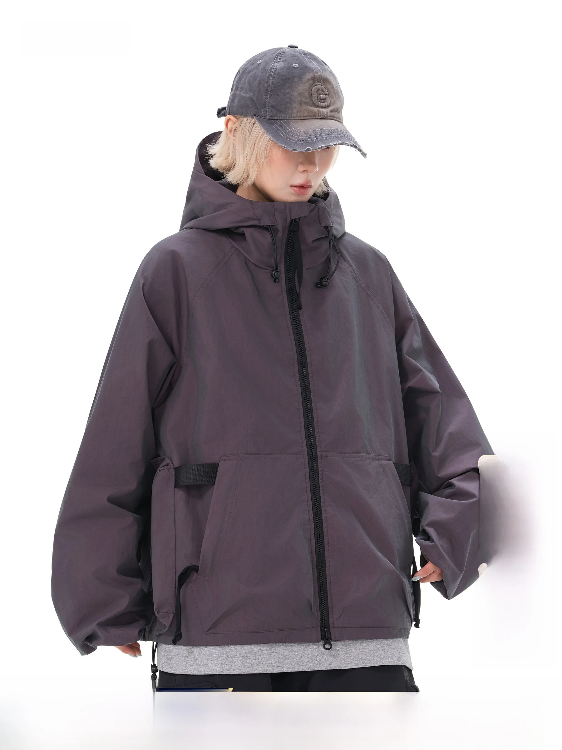 AOGZ Trendy Outdoor Reflective Hooded Jacket Unisex Autumn Winter New Style Sportswear Workwear Long Sleeve Zipper Closure