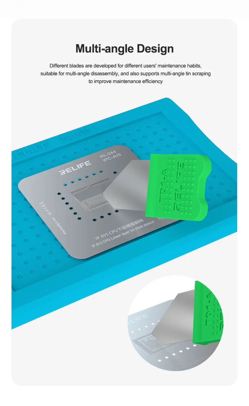 RELIFE TD1-A TD1-B Bildschirmrahmen-Demontageklingen-Set für Handy, Tablet, keine Verformung, rutschfestes Chip-CPU-Verzinnungswerkzeug – Detail 6