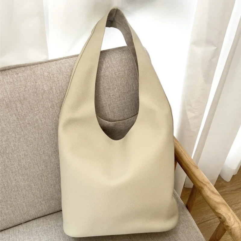 Retro Leather Lychee Pattern Large Capacity Commuting Simple Shoulder Bag Tote Bag Women