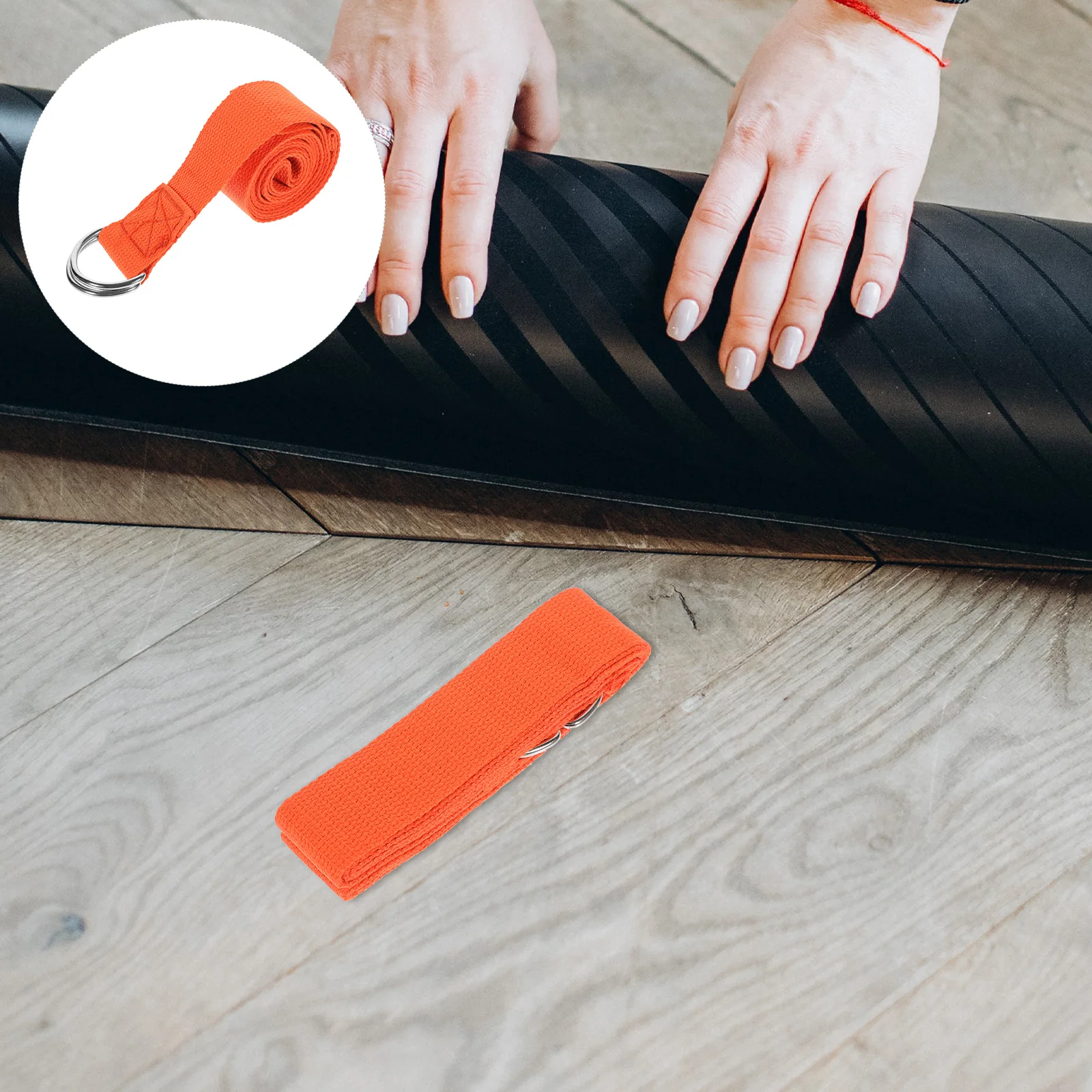 

2pcs Yoga Strap Pure Cotton Orange Multifunctional Stretching Band Daily Use Reusable Household Exercise Gym Supplies Inelastic