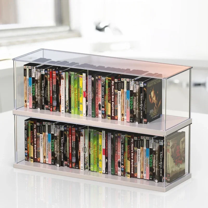 Stackable Clear Acrylic DVD CD Storage Box Organizer Jewel Cases Holder Small Books/Booklets Video Game Cases and