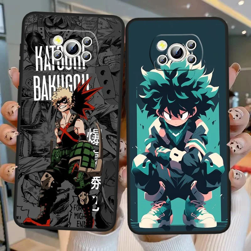 Deku My Hero Academia For Poco F3 F4 F5 X3 X4 X6 X5 M4 M5 M6 C40 C50 C55 C65 GT Pro NFC S 4G 5G Black Shell Phone Case Cover