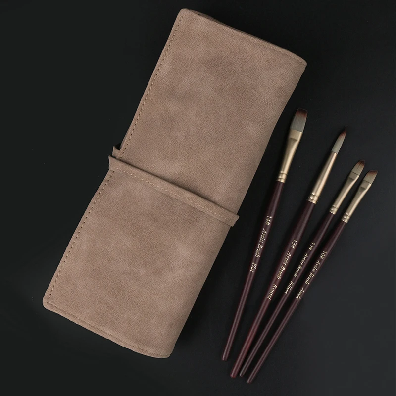 24-piece nylon brush set cross-border imitation leather bag oil brush watercolor soft and hard