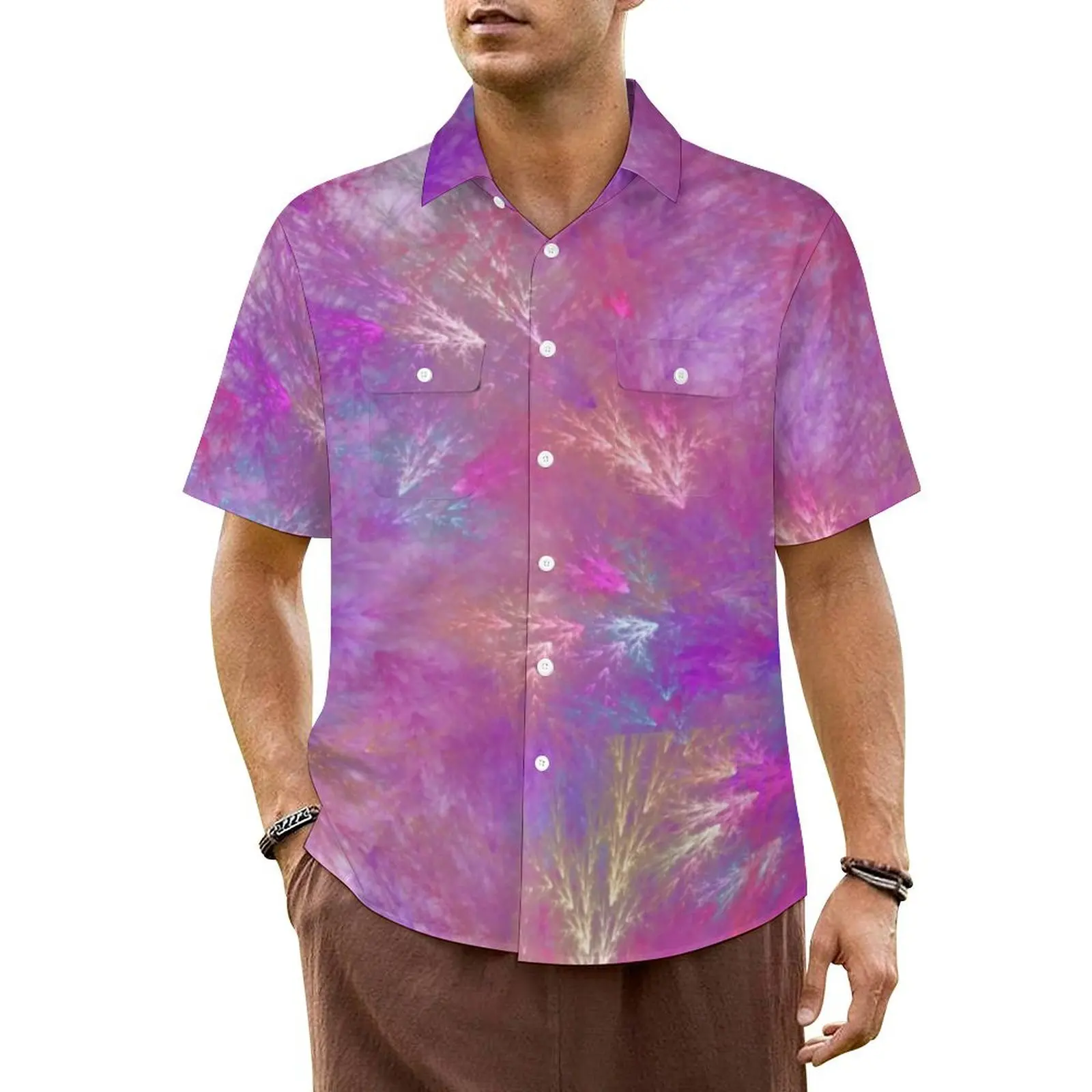 

Mystic Splash Summer Shirt For Men Beach Colorful Abstract Print Casual Shirts Short-Sleeved Streetwear Cool Plus Size Blouses