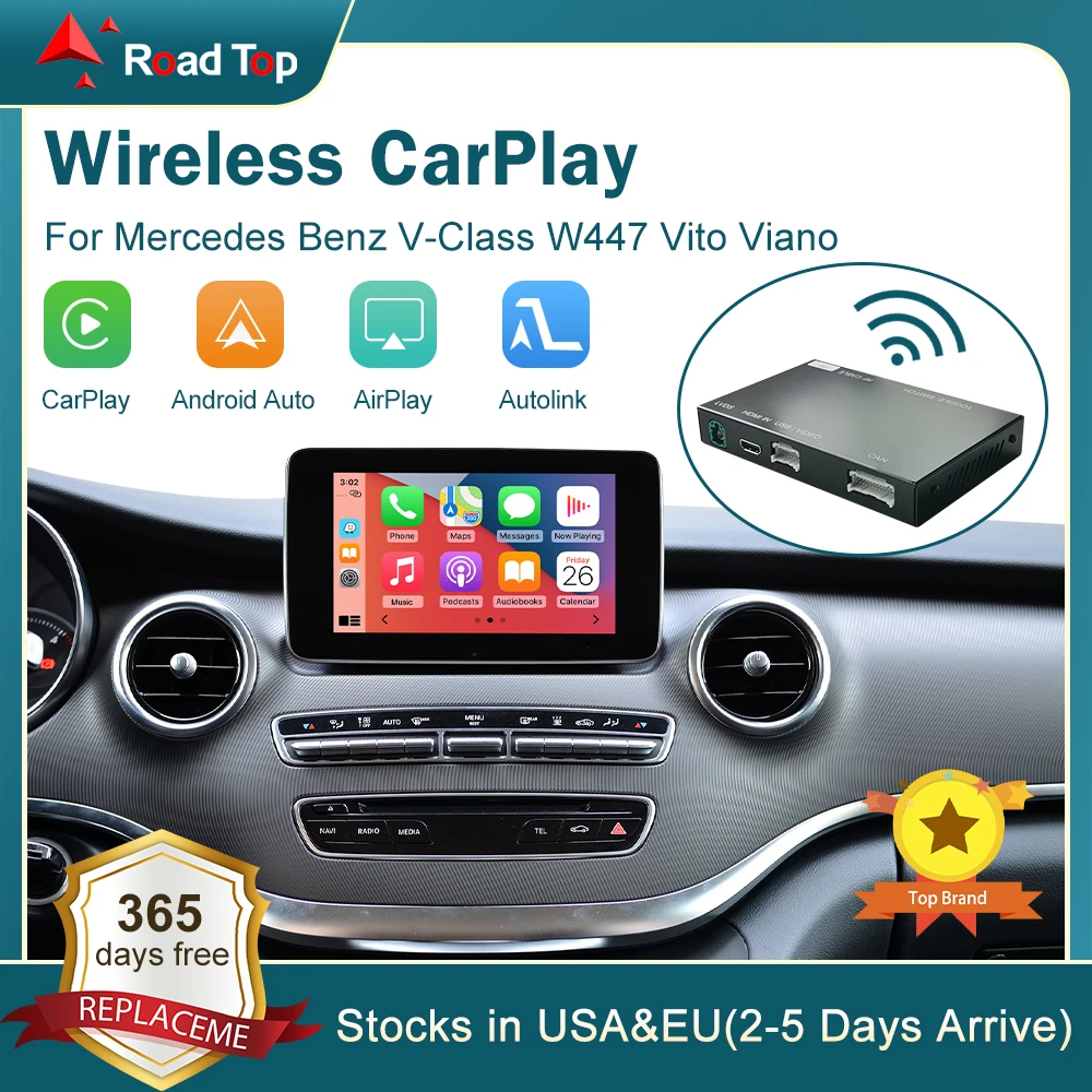 

Wireless CarPlay for Mercedes Benz V-Class W447 2014-2018 Vito Viano, with Android Auto Mirror Link AirPlay Car Play Functions