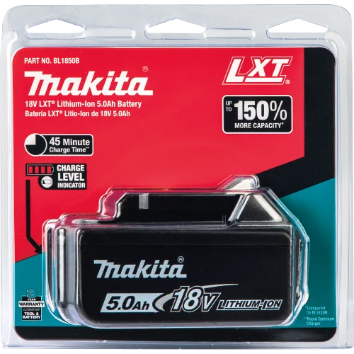 แบตเตอรี่ Makita รุ่น BL1850B 18V 5.0Ah LXT ลิเธียมไอออน แบบชาร์จได้ ใช้แทนแบตเตอรี่เครื่องมือไร้สาย ชุดเครื่องมือช่าง ที่ชาร์จ เลื่อย สว่าน