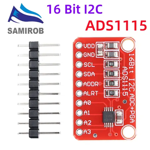 SAMIROB ADS1115 Module Red Board 16 Bit I2C ADC 4 Channel with Pro Gain Amplifier For Arduino