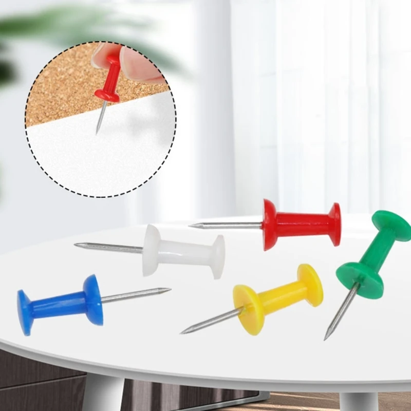 100Pcs Drawing Pins for Pin Board Thumb Tacks with Plastic Heads & Steel Points Dropship