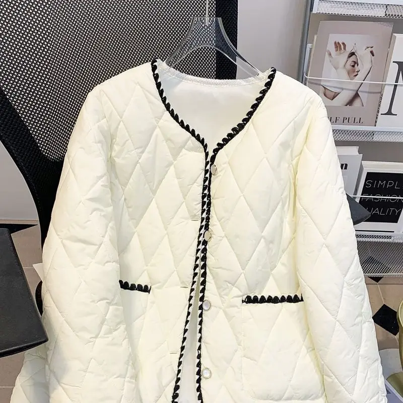 2024 New Women Jacket Autumn Winter Female Single-breasted Ultra Light Cotton  Coat Parkas Lingge Short Tops