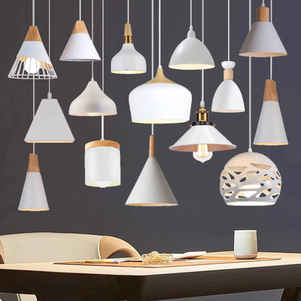 

Nordic Industrial LED E27 Pendant Light Modern White Hanging Lamp Home Improvement Room Kitchen Decor Vintage Lighting Fixture
