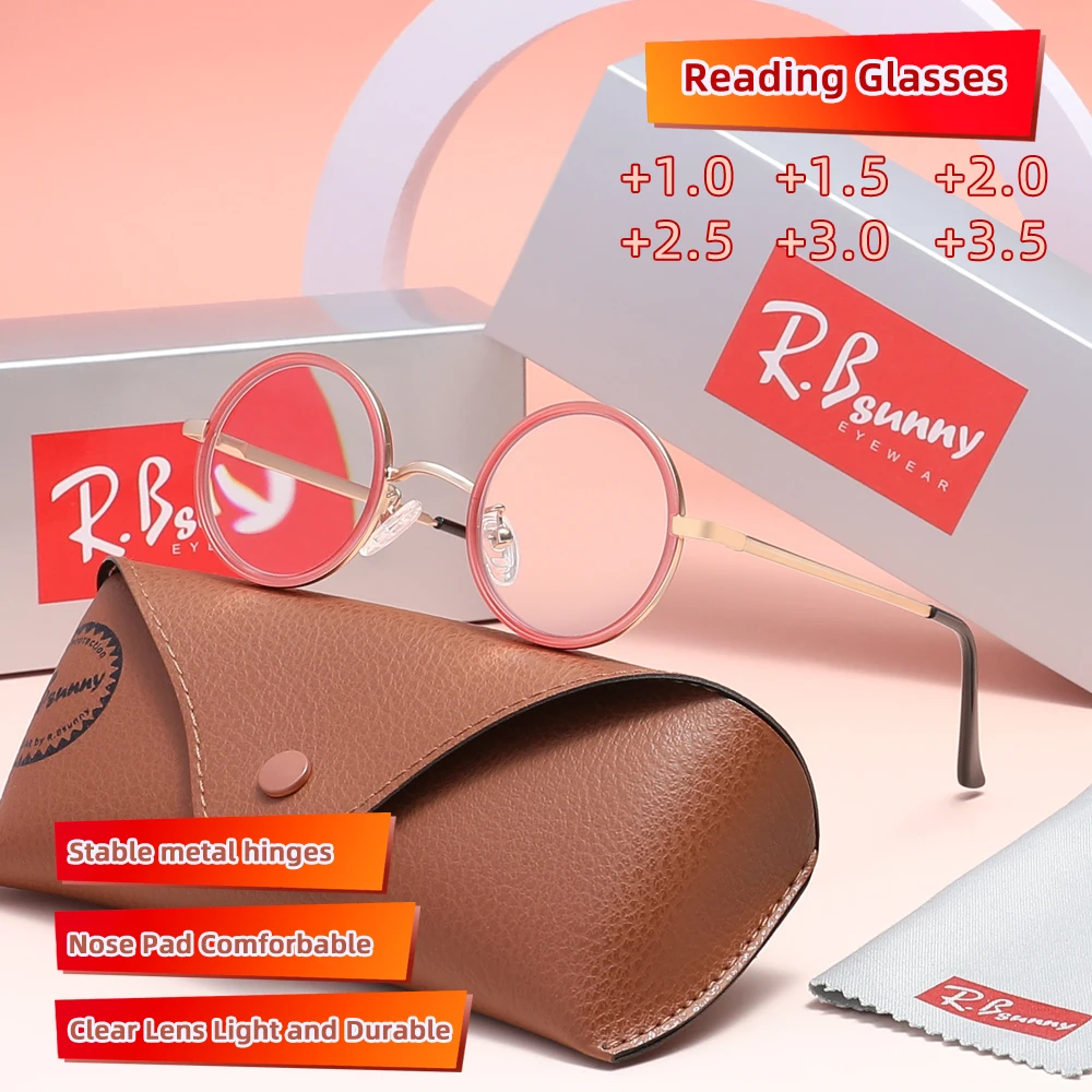 

RBsunny Ретро женские очки для чтения в круглой оправе для мужчин и женщин оптические линзы по рецепту + 1,0 ~ + 3,5 очки для дальнозоркости