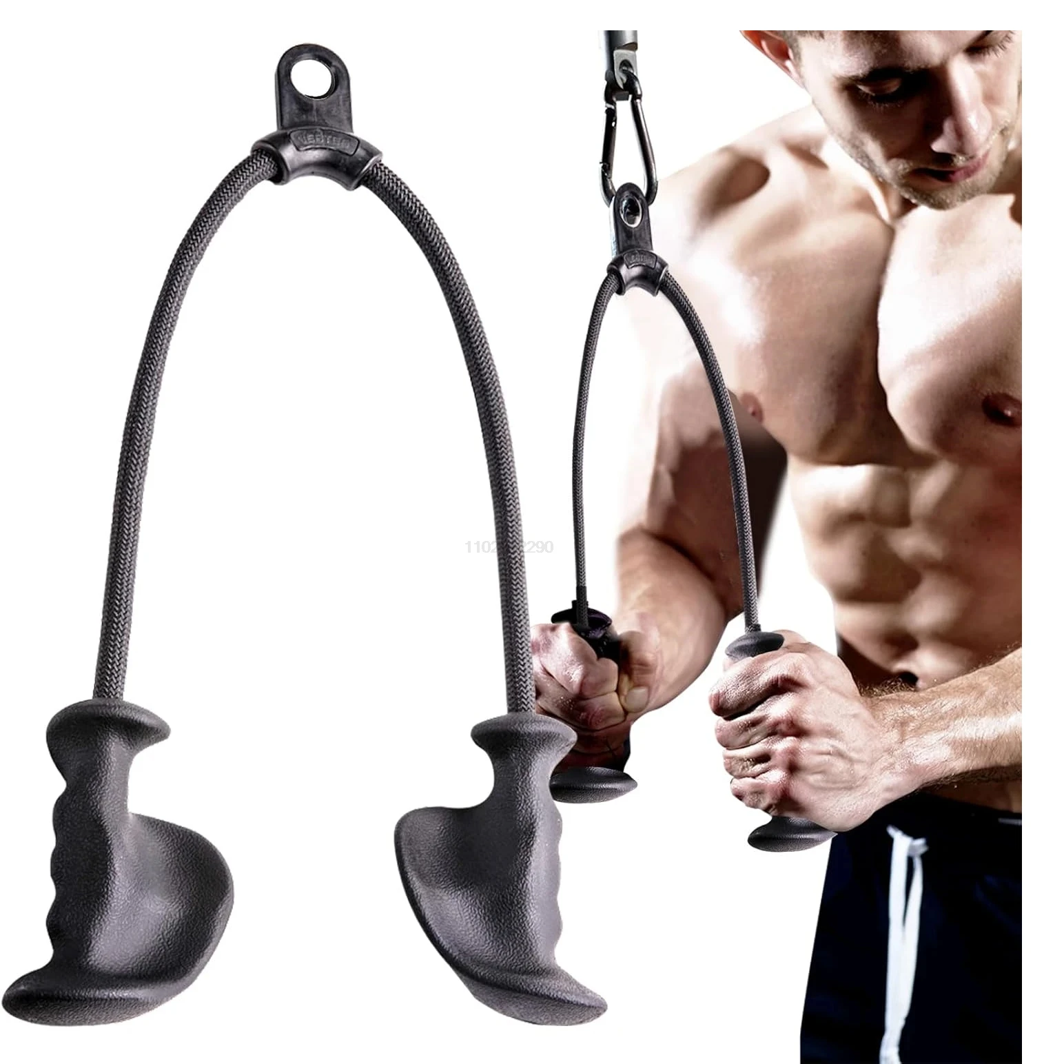 

Fitness Biceps Triceps Rope Pull Down Grip Handles Muscle Gym Rope Pulley Cable Machine Attachment Back Pulls Pulley Accessories