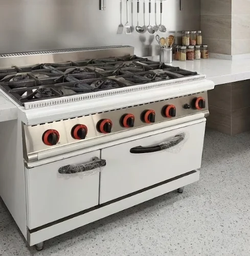 Commercial Six Head Pot Stove Gas Electric Stove Dual Use with Oven Stainless Steel One Machine Dual Energy