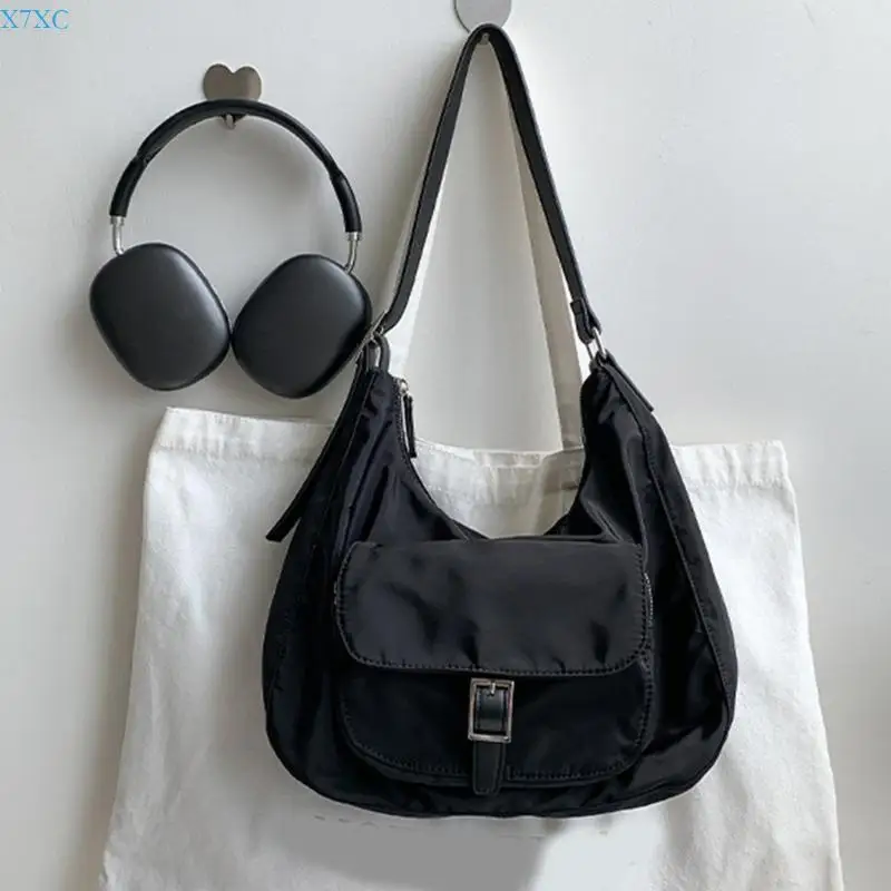 

X7XC Nylon Shoulder Bag Casual Handbag with Spacious Interior for Daily Essential