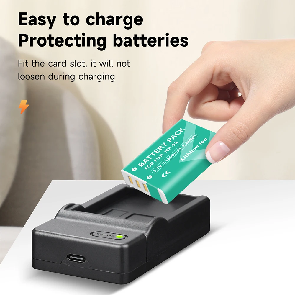 3.7V 1800mAh NP-95 NP 95 NP95 Camera batterij voor FUJIFILM F30, F31 F30fd F31fd 3D W1 X100T X100S X100 X100 X-S1 3DW1 + Oplader
