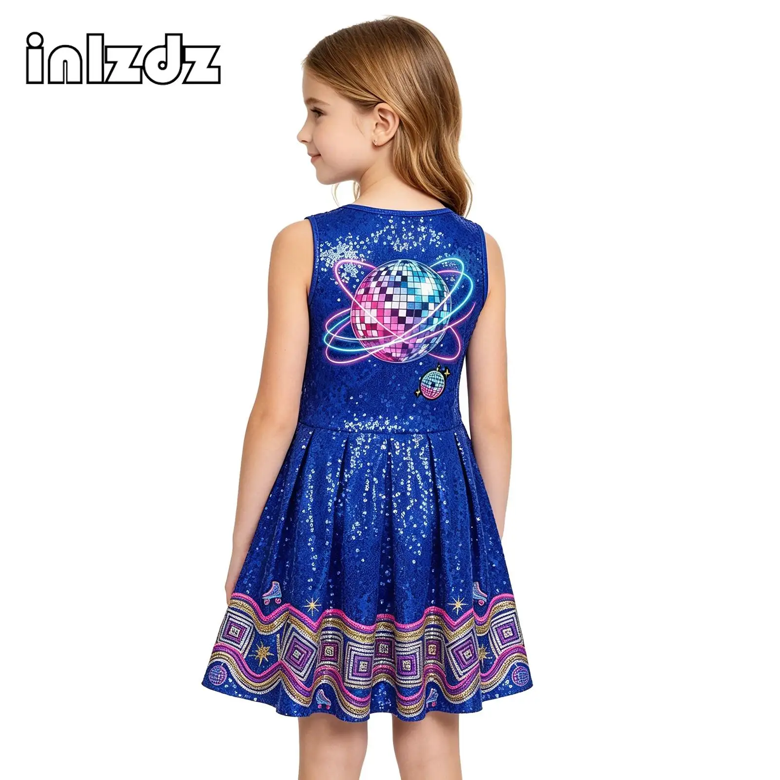 

Kids Girls Cheer Leader Dress Sleeveless One Piece A Line Ruffle Hem Sparkly for School Sports Halloween Modern Dance Game Show