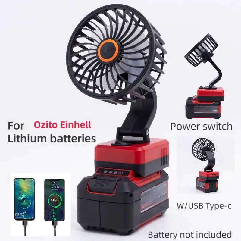 

For Ozito Einhell 18V Lithium-ion Battery Cordless Portable Rechargeable Fan Powered Fan w/ USB+C Type (Battery Not Included)