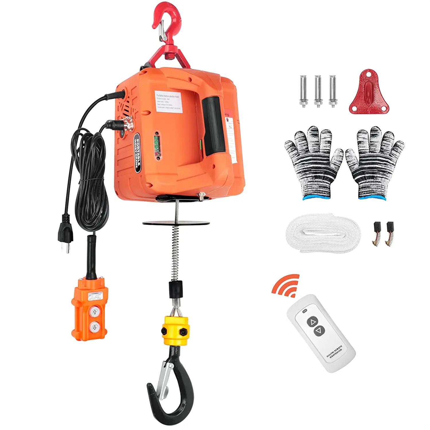 Hot Selling Lifting Tool Portable Electric Hoist Winch Crane 500kg 300kg 200kg 1500W Wireless Remote Control 3 In1 10 Motor JNDO