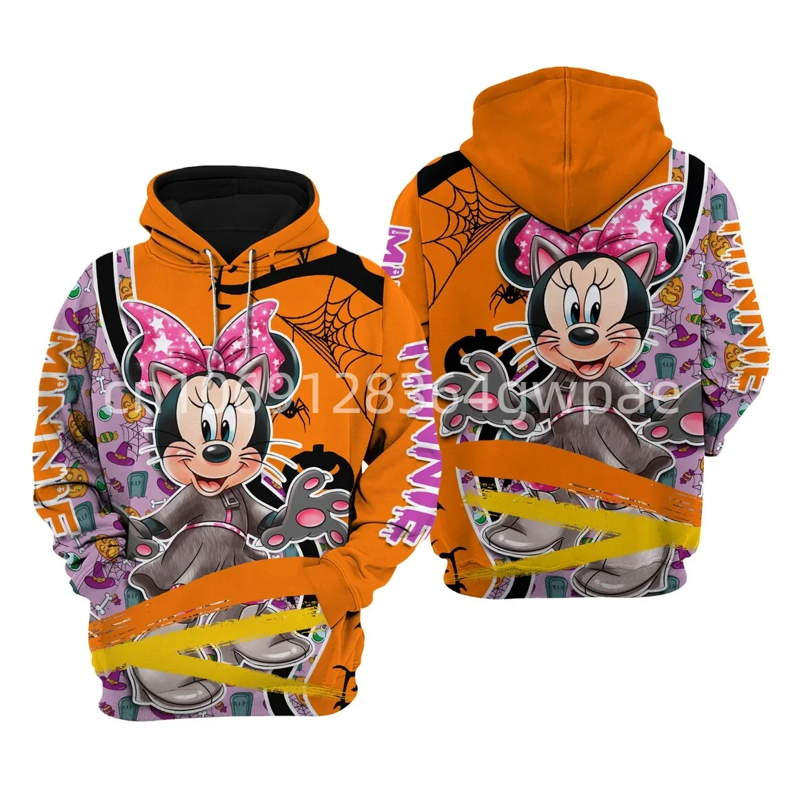 Minnie Mouse Halloween 3d Hoodie Men's Casual Sweatshirt Disney Halloween Zipper Hoodie Fashion Pullover Top Harajuku Streetwear