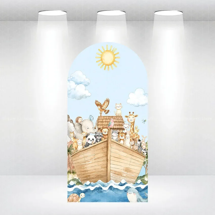 Noah Ark Boat animals Arch Backdrop Cover Kids children Birthday Party Baby Shower Decor double sided Photography Backgrounds