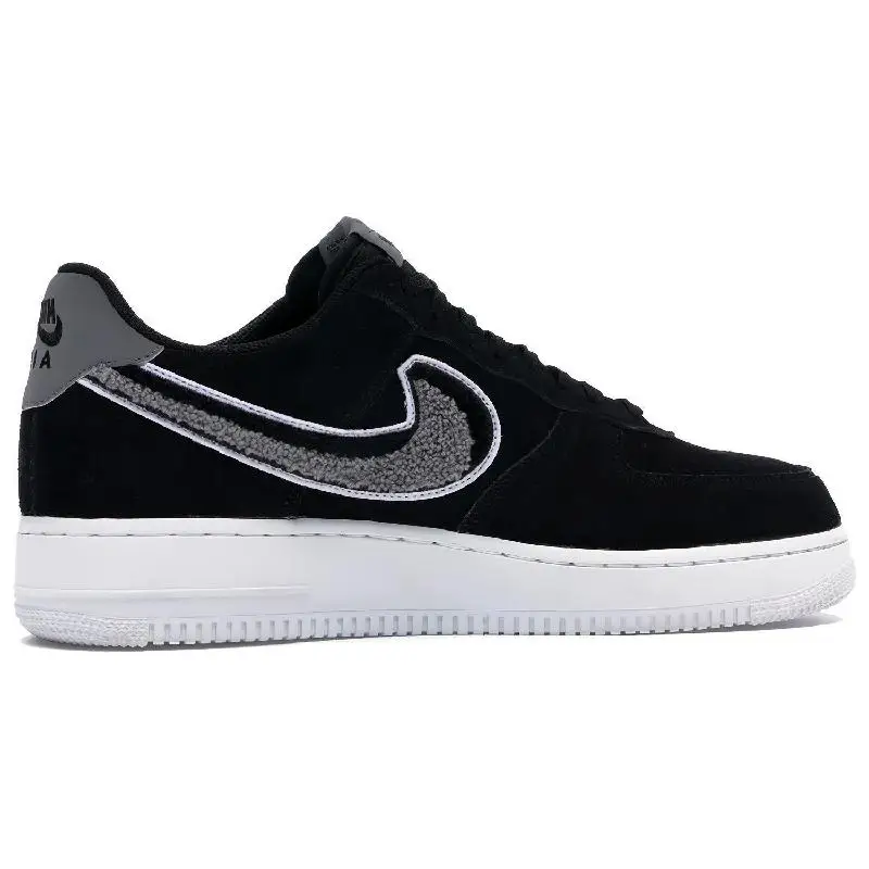 Nike Air Force 1 Low 3D Chenille Swoosh Preto Cool Grey Tênis 823511 -014