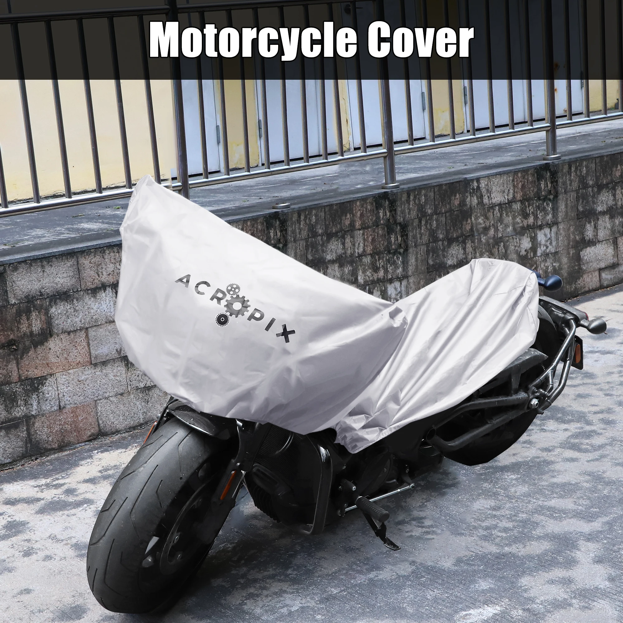 Motoforti Media cubierta para motocicleta, tela de poliéster 210T impermeable ligera para exteriores con correa elástica para la mayoría de