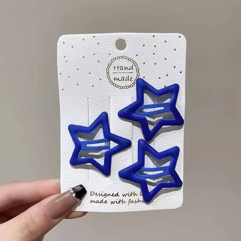 Picture 6: 3PC Royal Blue Baby Hair Drop Clips for Girls Basic Snap Hair Clamp Star Hairpin BB Barrette Spring Autumn Kids Hair Accessories