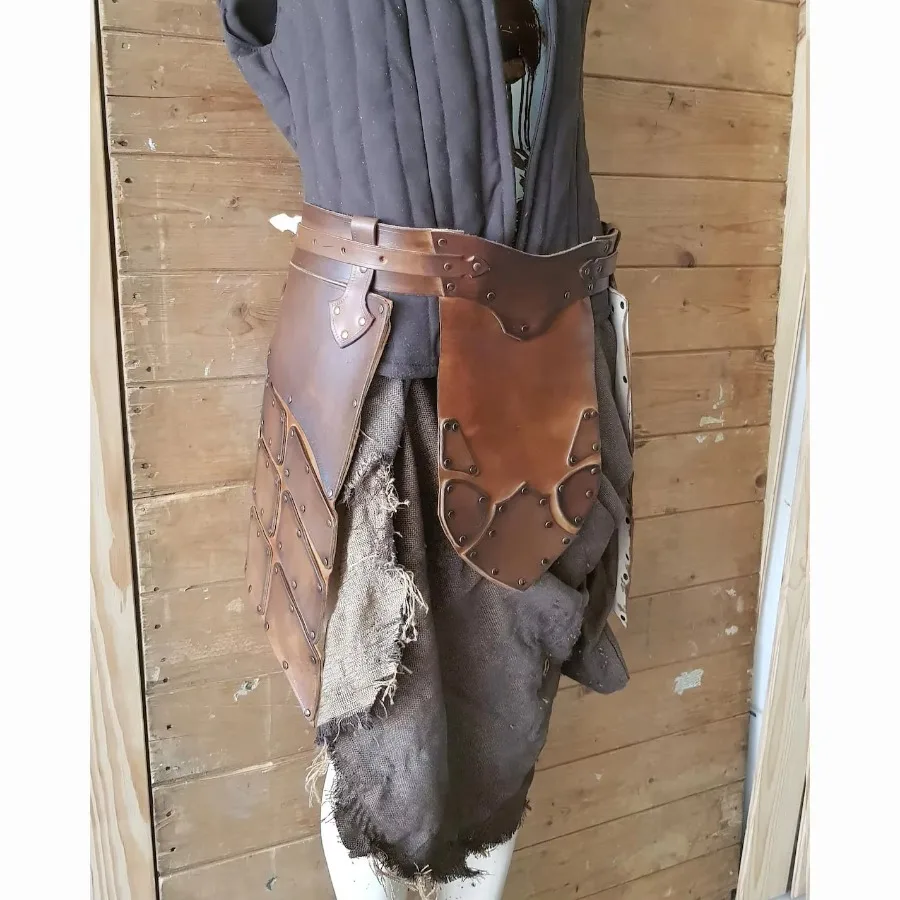 Medieval PU Leather Retro Belt Cosplay Costume Double Sides Waist Armor with Belt for Halloween Knight Pirate Clubwear Carnival