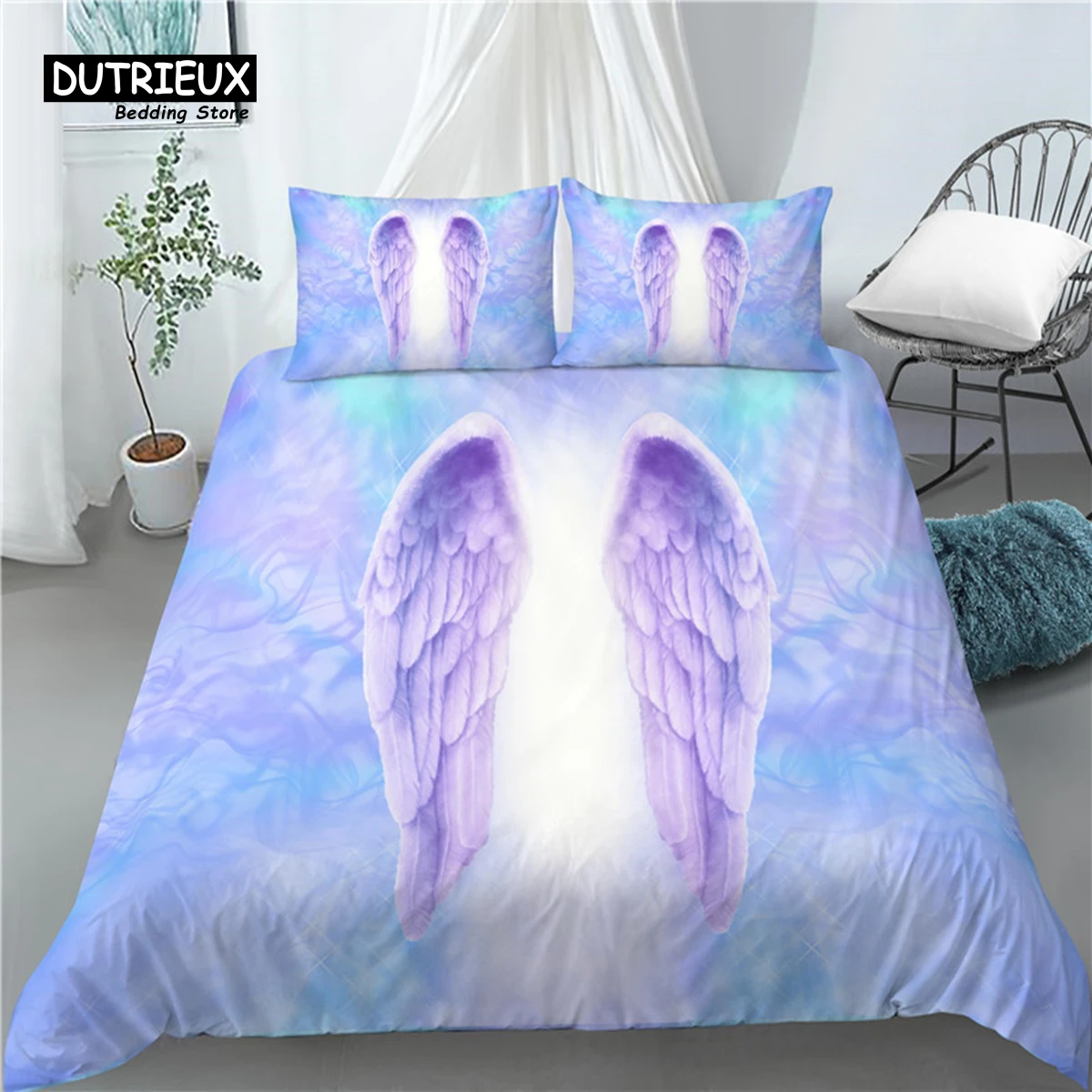 

Home Living Luxury 3D Angel Wings Print 2/3Pcs Comfortable Duvet Cover PillowCase Bedding Sets Queen and King EU/US/AU Size