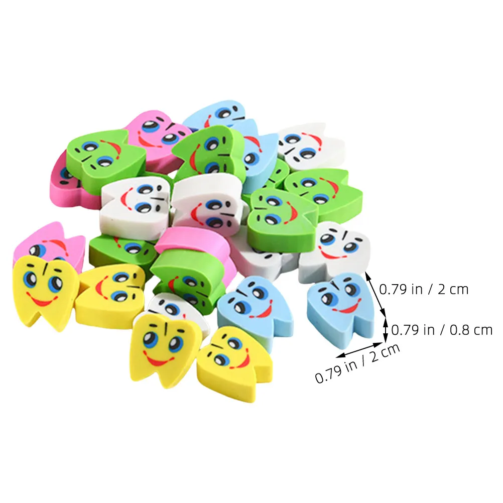 70Pcs Color Pencil Erase For School Backpack Christmas Stockings Fillers Adorable Tooth Shaped Erasers Colorful