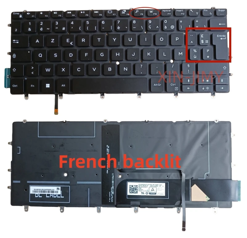 

French layout with backlit Black Laptop Keyboard For Dell XPS 13 9370 Notebook