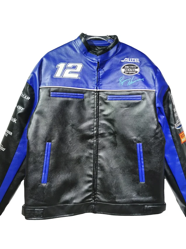 

Ретро-куртка в американском байкерском стиле из кожи для мужчин, свободного кроя, повседневная, универсальная, с хлопковыми вставками, для молодежи, осенняя коллекция