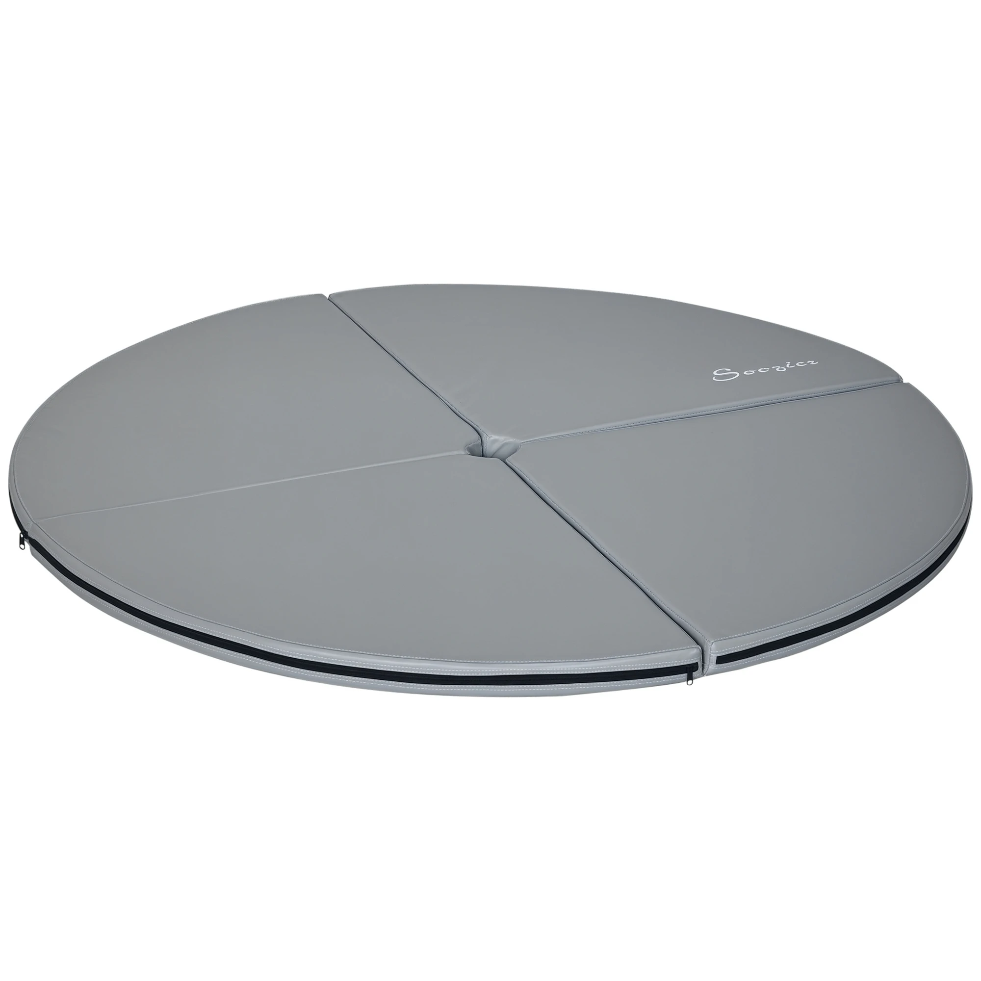 Tapis de pole dance pliable - pole dance mat - tapis de protection Ø 150 cm épaisseur 5 cm - revêtement plastique gris