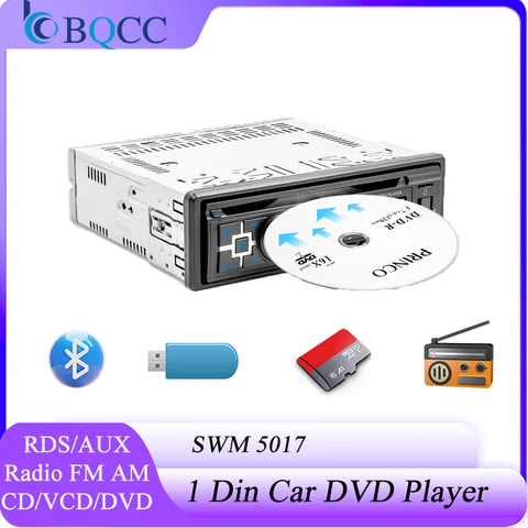 BQCC 1Din FM TF AUX USB CD/VCD/DVD Player AI Vioce BT Car Radio Video output RCA audio output RDS For Universal