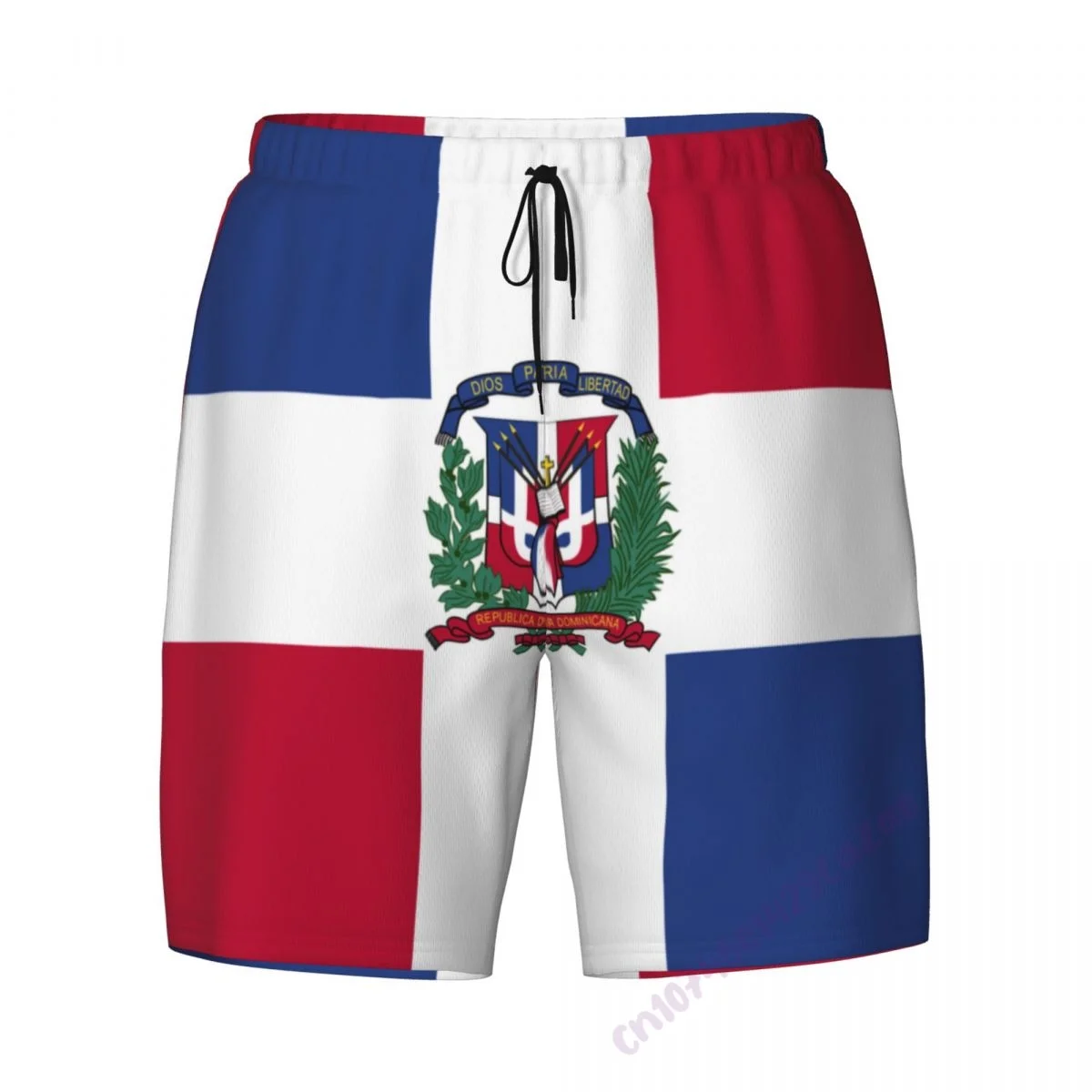 Dominican Republic Flag 3D Mens Swimming Trunks With Compression Liner 2 in 1 Quick-Dry Summer Swim Shorts With Pockets