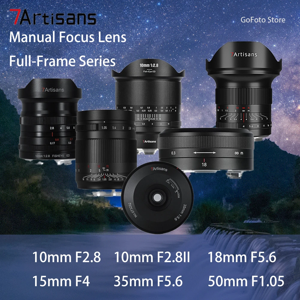 

7Artisans Manual Focus Full Frame Series Lenses 10mm F2.8 10mm F2.8II 18mm F5.6 15mm F4 35mm F5.6 50mm F1.05 for E/Z/L/R