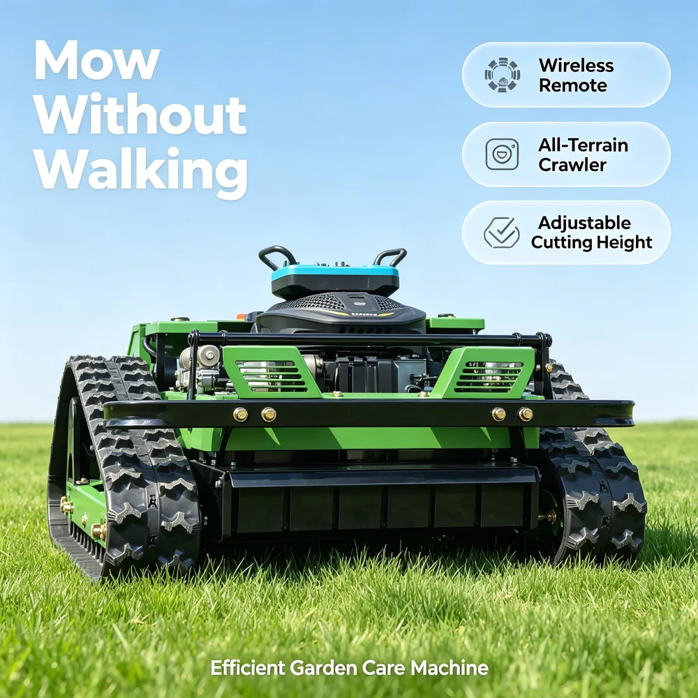 550mm Cutting Width Tracked Remote Control Lawn Mower Hybrid Power Zero Turn Grass Cutter Machine All Terrain Brush Mower