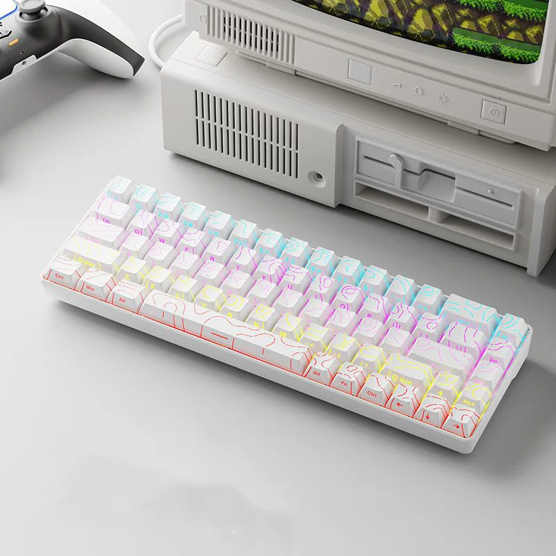 

87 Keys Mechanical Keyboard Ergonomics RGB Backlit LED Hot Swappable Blue Switch Gaming Keyboard for PC Laptop Office