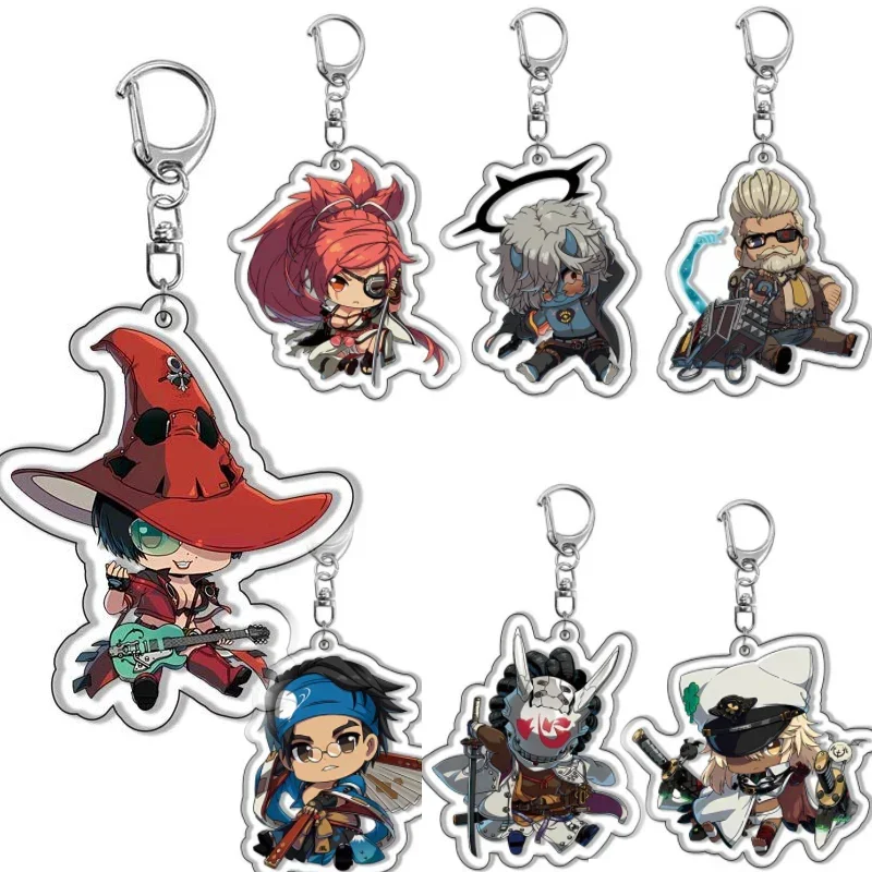 Guilty Gear Keychain Cartoon Anime Doll Ky·Kiske Potemkin Faust Millia Ramlethal Acrylic Keyring Pendant for Halloween Gift