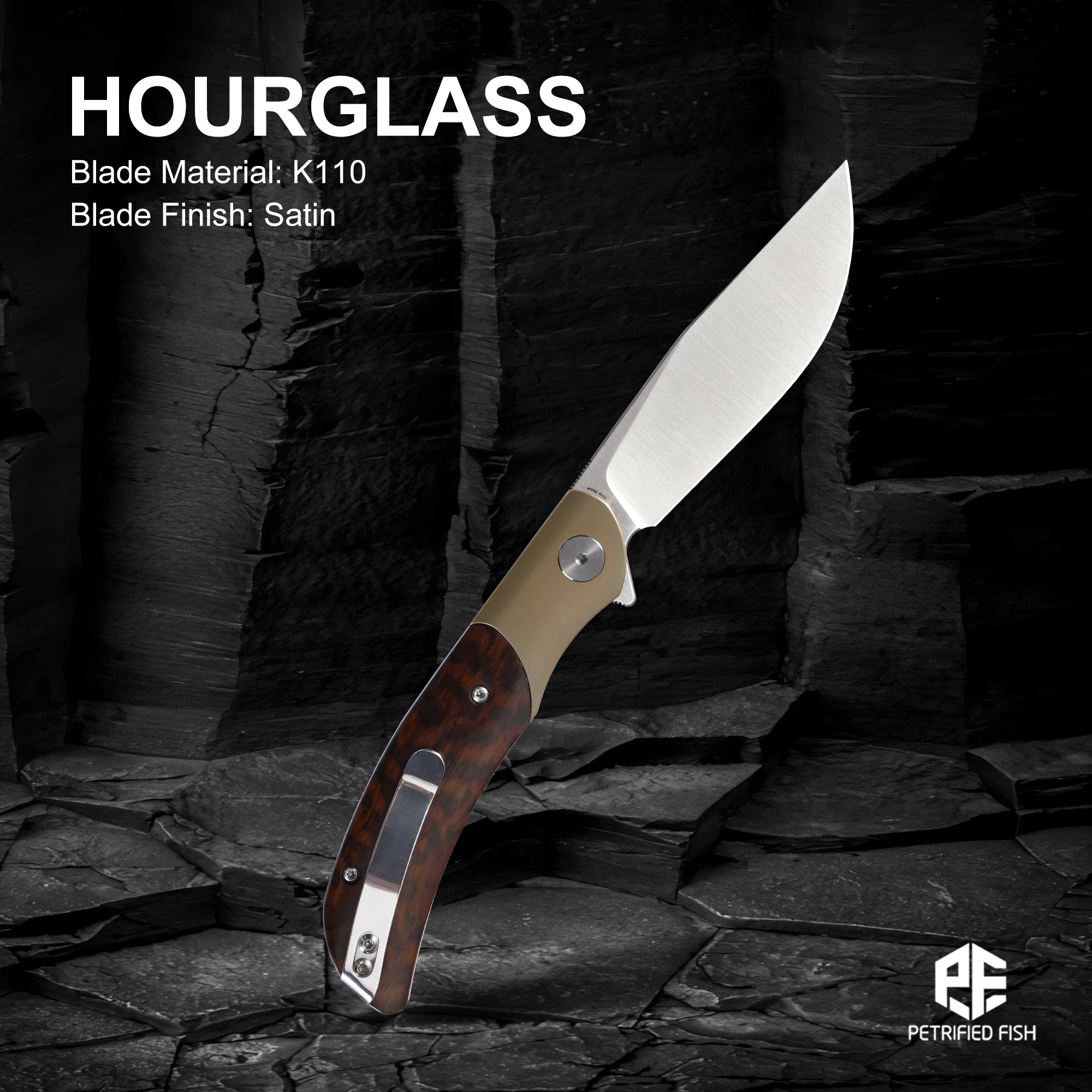 

Складной нож Petrified Fish PFP09, карманный нож, нож-бабочка, лезвие K110, титановая рукоять, деревянная рукоять, для выживания, EDC, для кемпинга, ручной инструмент для резки