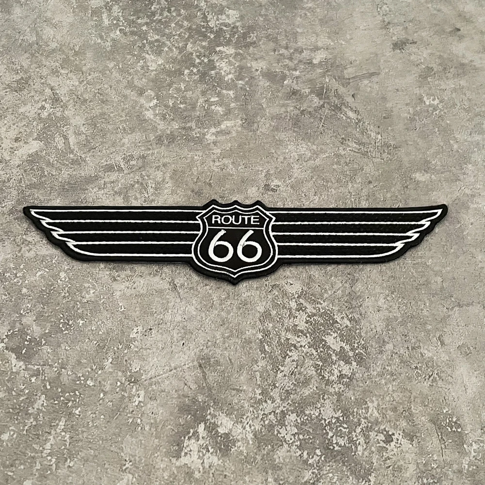 USA autostrada 66 ala ricamo Patch moto cavaliere giacca personalizzata abbigliamento decorazione distintivo colla posteriore fai da te 26*6 CM