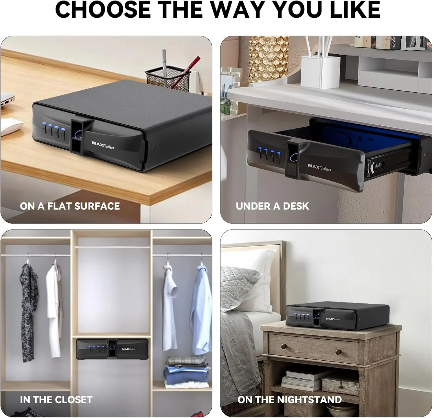 Drawer Safe with Super Biometric Finger Vein Recognition Lock for Two Pistols Storage Safe Quick Access with Biometric Fingerpri