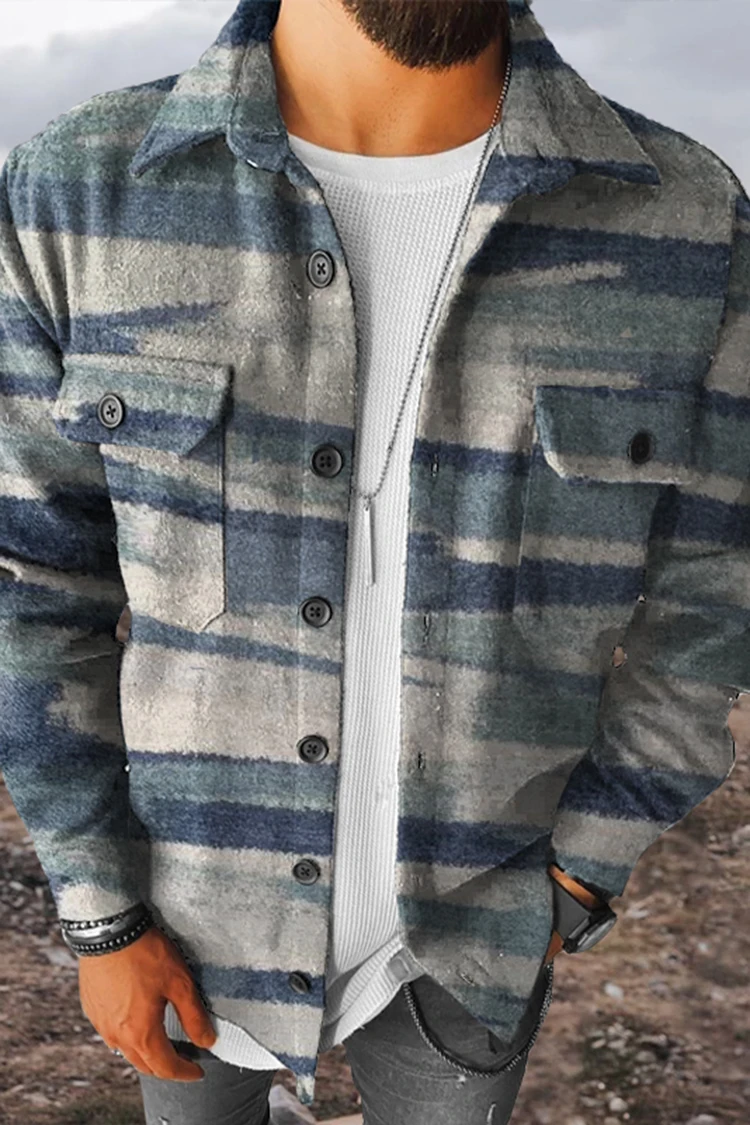 

Винтажные мужские куртки в полоску с геометрическим рисунком, весенняя мода, свободные пальто с лацканами, верхняя одежда, зимняя мужская куртка на пуговицах с длинными рукавами